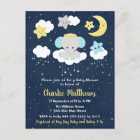 Boy Elephant Baby Shower Blue und Navy
