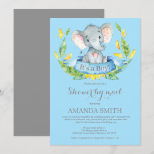 Boy Elephant Baby Shower by Mail Einladung