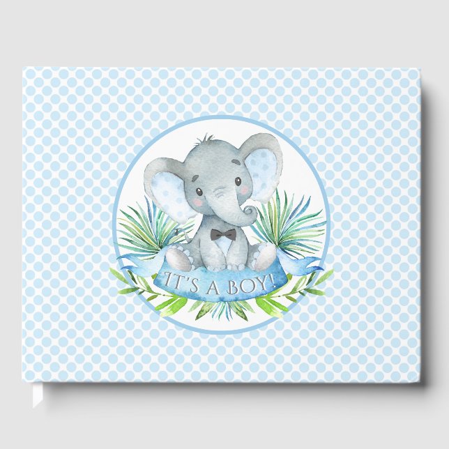 Boy Elephant Baby shower Livre d'Invité (Recto)