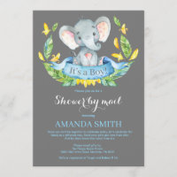 Boy Elephant Baby shower par Mail Invitation