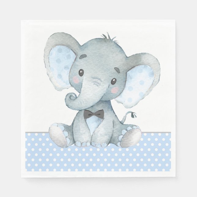 Boy Elephant Baby Showpapier Napkins Serviette (Vorderseite)