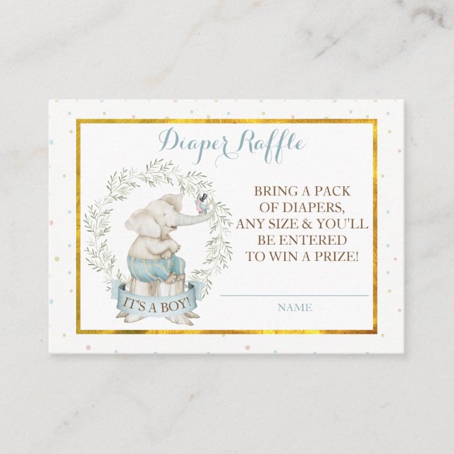 Boy Elephant Babydusche Windelwanne Begleitkarte (Vorderseite)