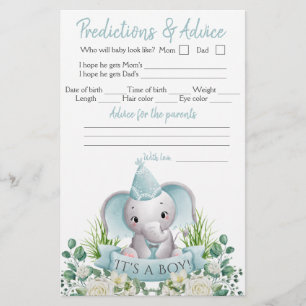 Boy Elephant Bow Krawatte Baby Dusche Double Game  Flyer
