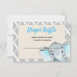 Boy Elephant Diaper Raffle Card Blue Einladung
