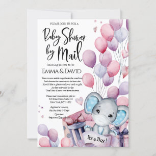 Boy Elephant Pink Balloons Baby Dusche von Mail Einladung