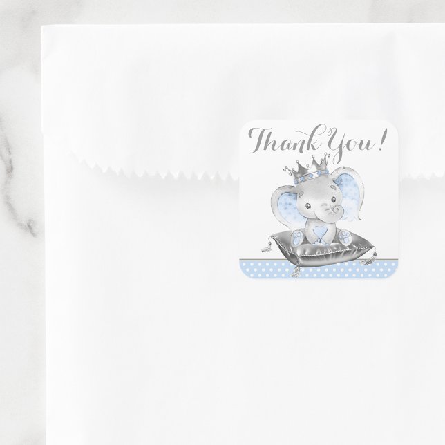 Boy Elephant Prince Baby Shower Stickers (Cute elephant prince any use stickers. You can change the text as needed.)