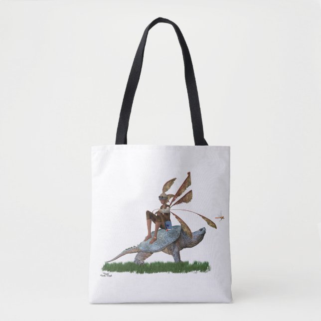 Boy Fairy reitet auf der Schildkrötentasche Tasche (Vorderseite)