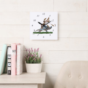 Boy Fairy reitet auf der Turtelmauer-Uhr Quadratische Wanduhr