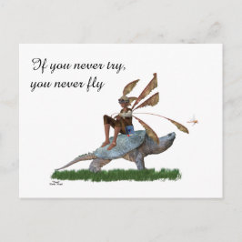 Boy Fairy reitet auf Schildkrötenpostkarte Postkarte