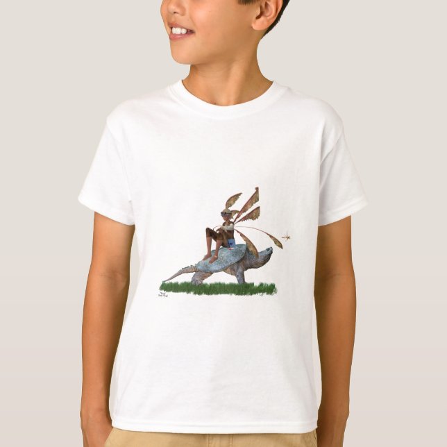 Boy Fairy reitet auf Turtle Children's T - Shirt (Vorderseite)