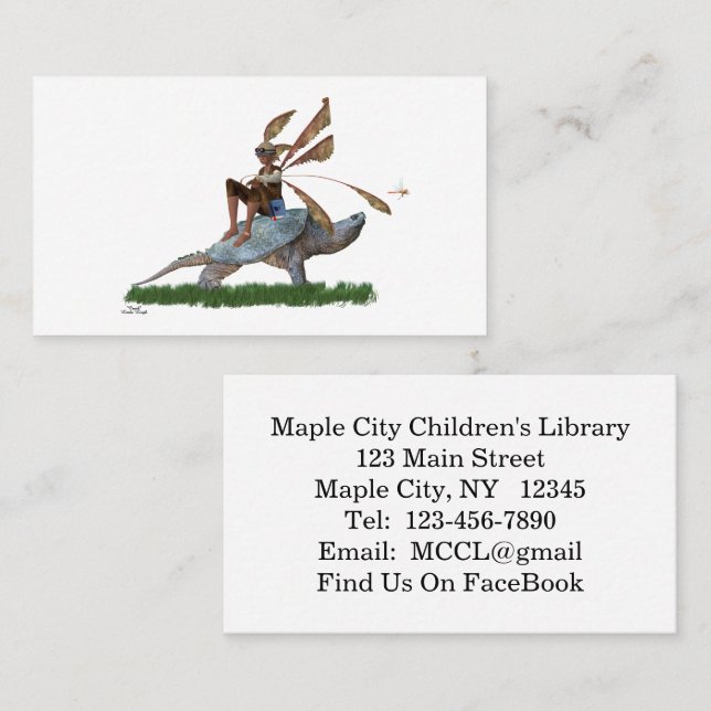 Boy Fairy Riding auf der Turtle Business Card Visitenkarte (Vorne/Hinten)