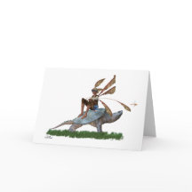 Boy Fairy Riding Sur Turtle Carte Anniversaire