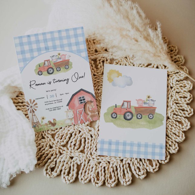 Boy Farm Animals Barnyard Geburtstag Einladung (Von Creator hochgeladen)