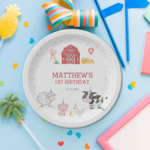 Boy Farm Animals Red Birthday