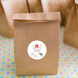 Boy Farm Animals Red Birthday Runder Aufkleber