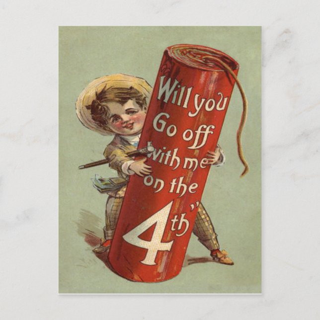 Boy Firework Firecracker Match Postkarte (Vorderseite)