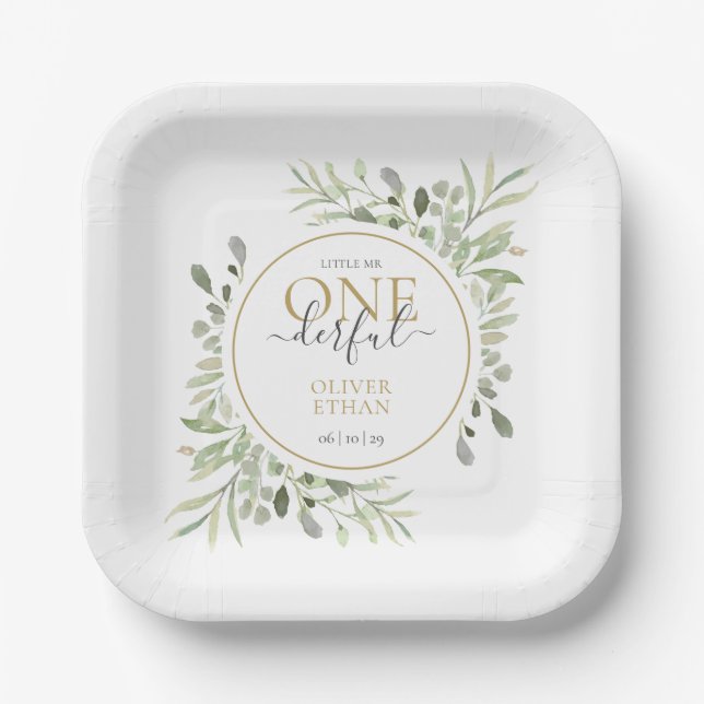 Boy First Birthday Klein Mr. ONEderful Pappteller (Vorderseite)