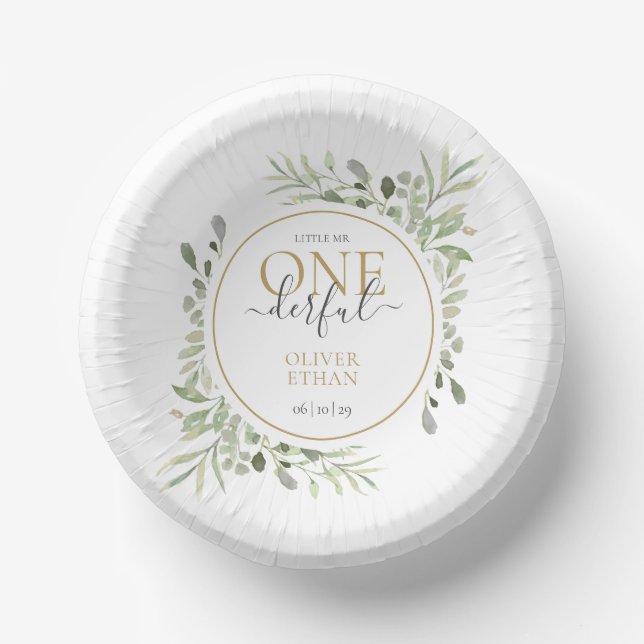 Boy First Birthday Klein Mr. ONEderful Pappteller (Vorderseite)