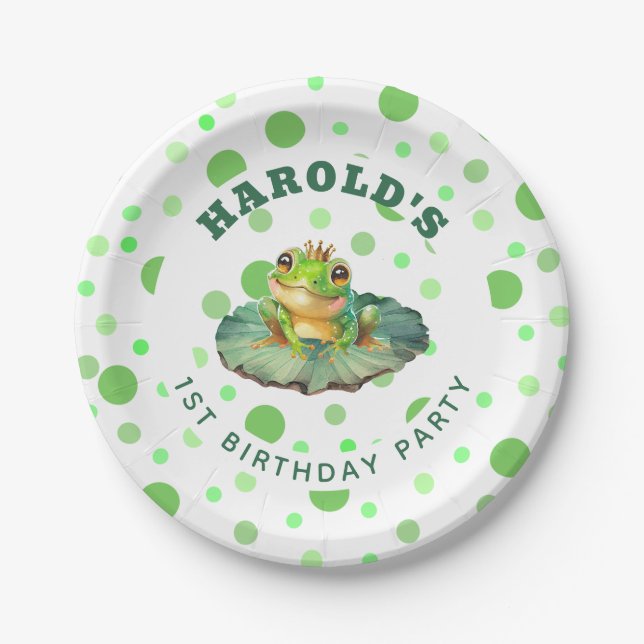 Boy First Birthday Party Pappteller (Vorderseite)
