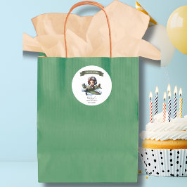 Boy First Birthday Pilot Vintage Airplane Clouds Runder Aufkleber
