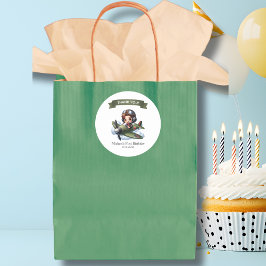 Boy First Birthday Pilot Vintage Airplane Clouds Runder Aufkleber