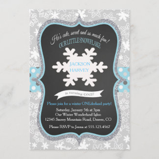Boy First Birthday Winter ONEderland Einladung