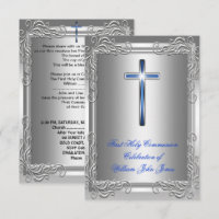 Boy First Heilige Kommunion Silver Royal Blue
