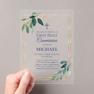 Boy First Holy Communion Acrylic Invitation Acryleinladungen