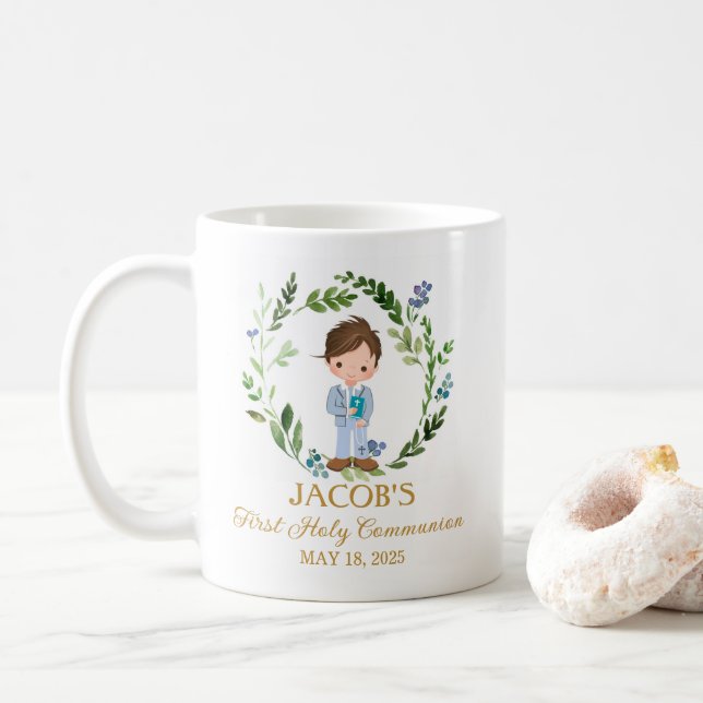 Boy First Holy Communion Ceramic Mug 11 oz Kaffeetasse (Mit Donut)