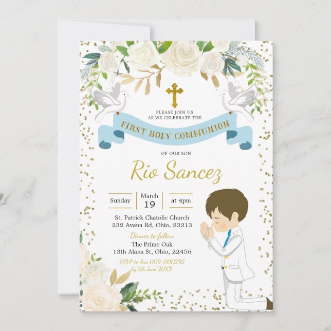 Boy First Holy Communion Invitation (Devant)