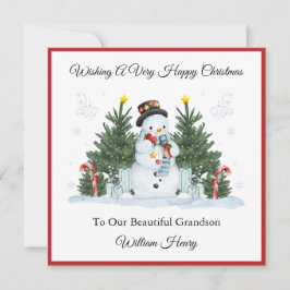 Boy First Second Third Christmas Snowman Card Feiertagskarte