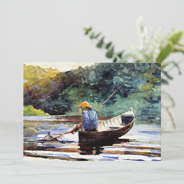 Boy Fishing, Kunstwerk von Winslow Homer Karte (Stehend Vorderseite)