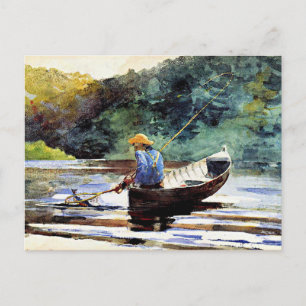 Boy Fishing, Kunstwerk von Winslow Homer Postkarte