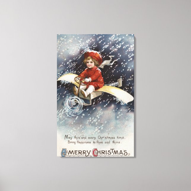 Boy Flying Make-Shift-Flugzeug Leinwanddruck (Vorderseite)