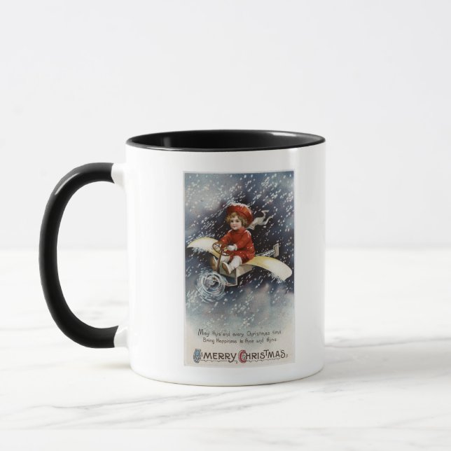 Boy Flying Make-Shift-Flugzeug Tasse (Links)