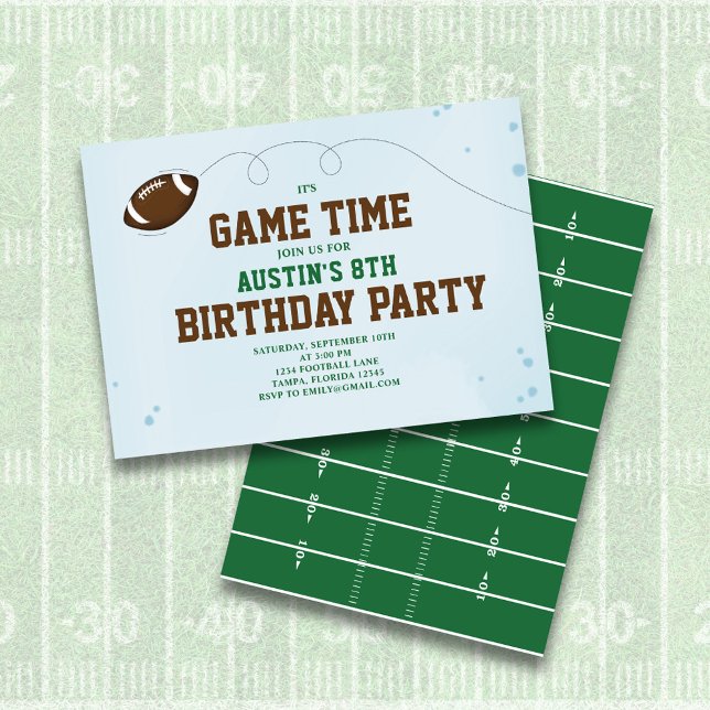Boy Football Field Geburtstagspartei Custom Einladung (Birthday party invitation with classic football field,)