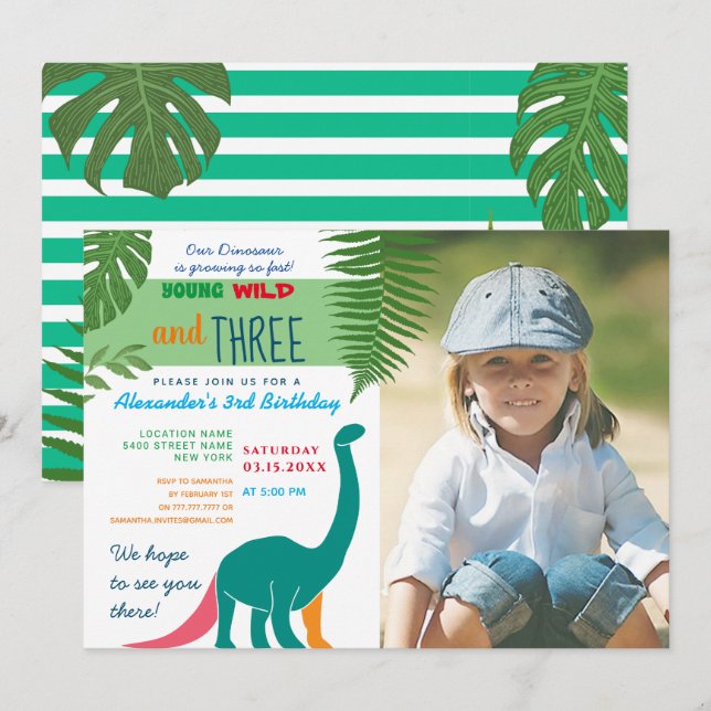 Boy Foto 3. Geburtstag Einladung (Vorne/Hinten)