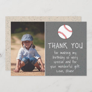 Boy Foto Baseball Ball Kind's Geburtstag Dankeskarte