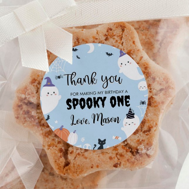 Boy Ghost Birthday Party Runder Aufkleber (Von Creator hochgeladen)