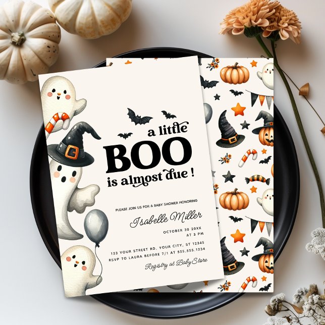 Boy Ghost Halloween Baby Dusche Little Boo Einladung (Boy Ghost Halloween Baby Shower Little Boo Invitation)