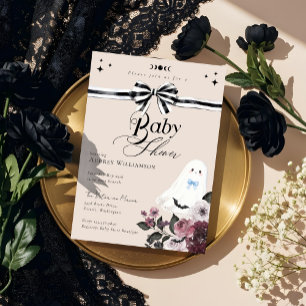 Boy Ghost Little Boo Floral Gothic Baby Dusche Einladung