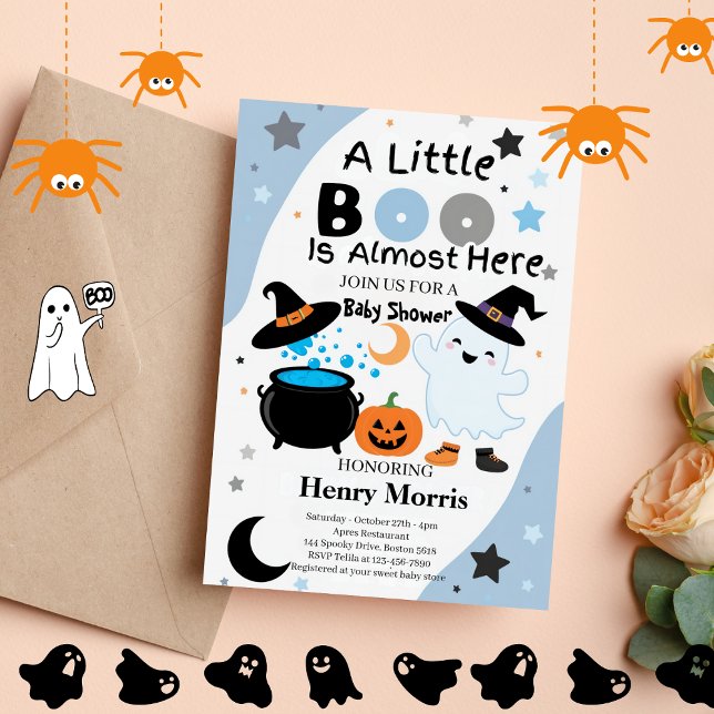 Boy Ghost Little Boo ist hier Halloween Baby Dusch Einladung (Von Creator hochgeladen)