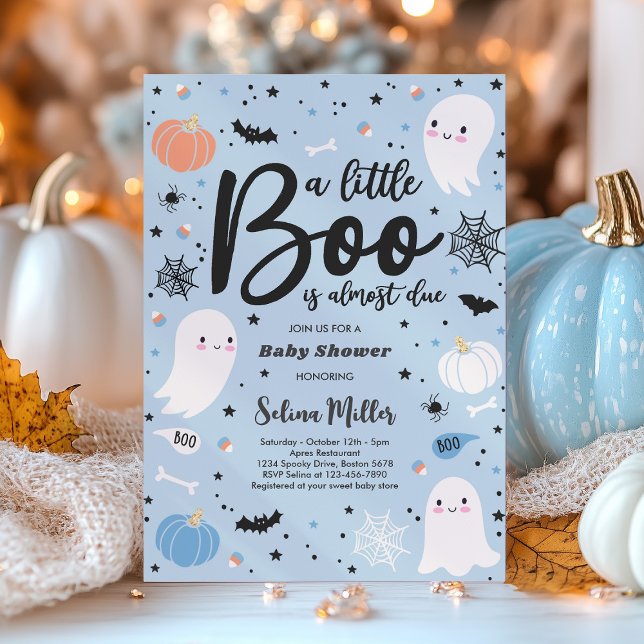 Boy Ghost Little Boo ist zu Halloween Baby Dusche Einladung (Von Creator hochgeladen)