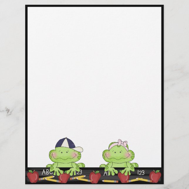 Boy & Girl Frog School Teacher Fun Letterhead (Vorderseite)