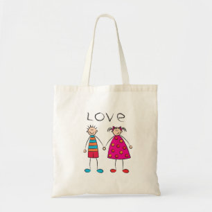 Boy + Girl = Liebe Niedlich Spaß Cartoon Custom To Tragetasche
