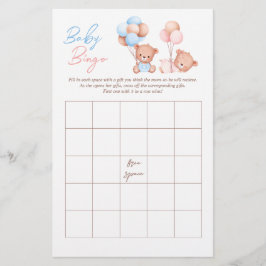 Boy Girl Twins Teddy Bear BINGO Baby Showspiel Flyer