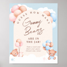 Boy Girl Twins Teddy Bear rät wie viele Game Sign Poster