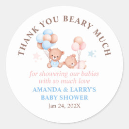 Boy Girl Twins Teddy Bear Vielen Dank Runder Aufkleber