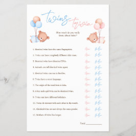 Boy Girl Twins Trivia Baby Showspiel Flyer