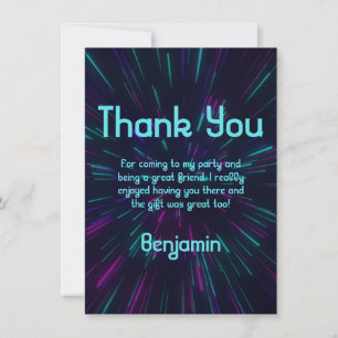 Boy Glow Party Carte de remerciements